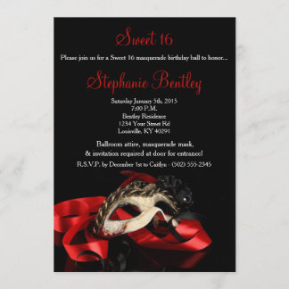 Red Masquerade Sweet 16 Geburtstag Einladung