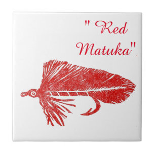 "Red Matuka" Streamer Forellenfliege Fliesen. Fliese