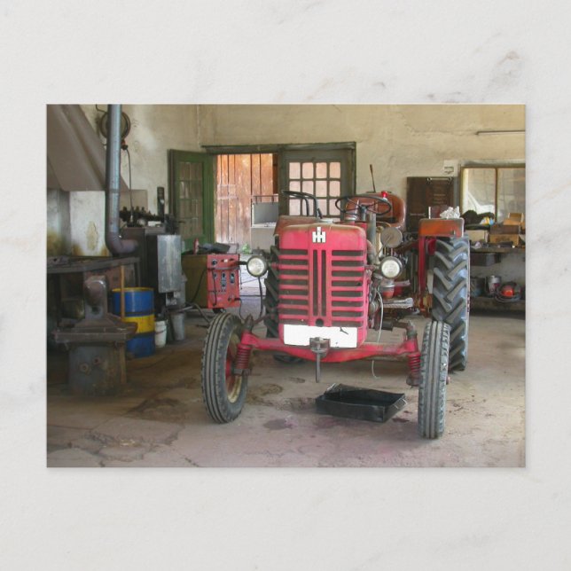 Red McGormick Tractor Postkarte (Vorderseite)