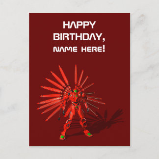 Red Mecha Robot Postkarte