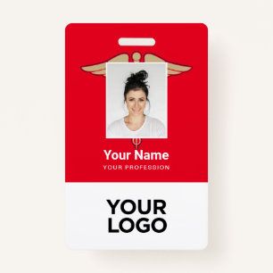 Red Medical Employee Doctor Nurse Foto Name ID Ausweis