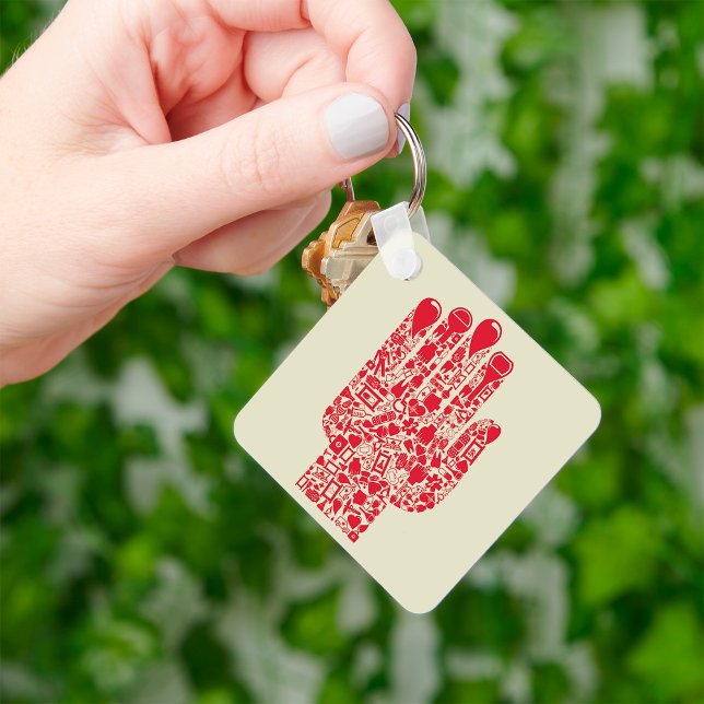 Red Medical Hand Symbol Healthcare Schlüsselanhänger (Von Creator hochgeladen)