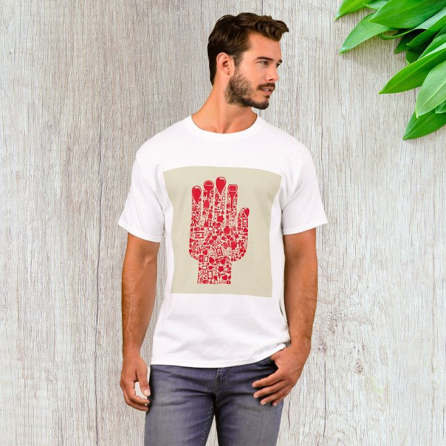 Red Medical Hand Symbol Healthcare T-Shirt (Von Creator hochgeladen)