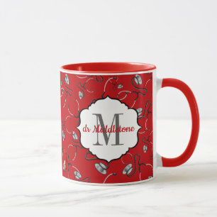 Red Medical Stethoscopy für Ärzte Name Tasse