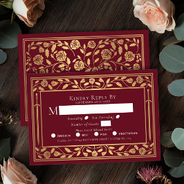 Red Medieval Sword Hochzeit RSVP Enclosure Card Begleitkarte