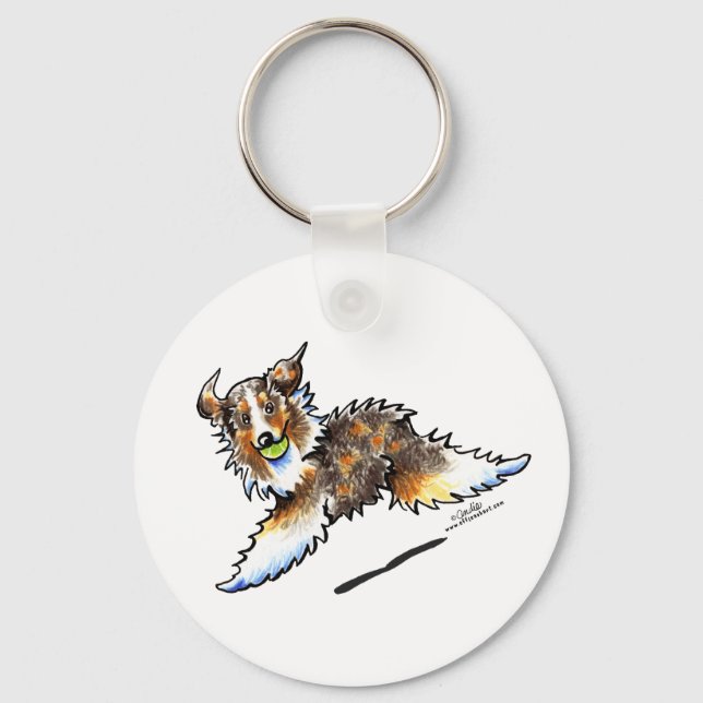 Red Merle Australian Shepherd Lasse Play Schlüsselanhänger (Vorderseite)