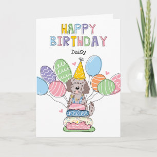 Red Merle Goldendoodle Hund Happy Birthday Card Karte