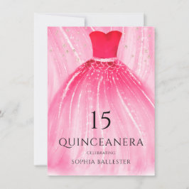 Red Mermaid Dress 15. Quinceanera Party Einladung