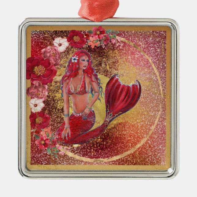 Red Mermaid Weihnachtsschmuck (Vorne)