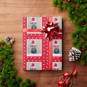 Red Meroofmas Personalisiert Pet Hund Foto Geschenkpapier