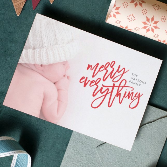 Red Merry Alles Weihnachts-Foto Feiertagskarte (Von Creator hochgeladen)