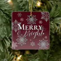 Red Merry and Bright Snowflakes Weihnachten