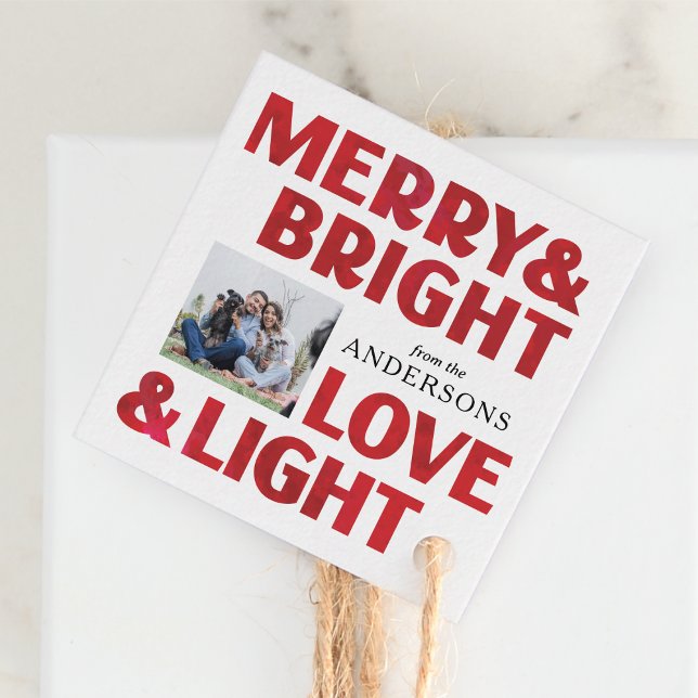 Red Merry Bright Liebe und Light Christmas Holiday Geschenkanhänger (Von Creator hochgeladen)