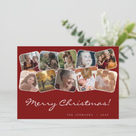 Red Merry Christmas 10 Foto Collage Feiertagskarte