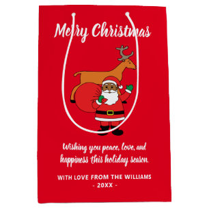 Red Merry Christmas African American Santa Claus Mittlere Geschenktüte
