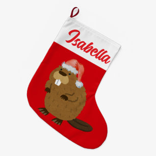 Red Merry Christmas Beaver Weihnachtsmannmütze Xma Großer Weihnachtsstrumpf