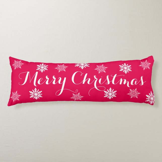 Red Merry Christmas Body Pillow Seitenschläferkissen (Vorderseite)