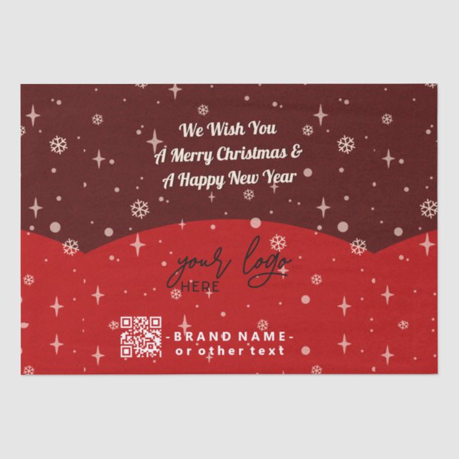 Red Merry Christmas Business Logo QR Code Thema P Seidenpapier (Vorderseite)