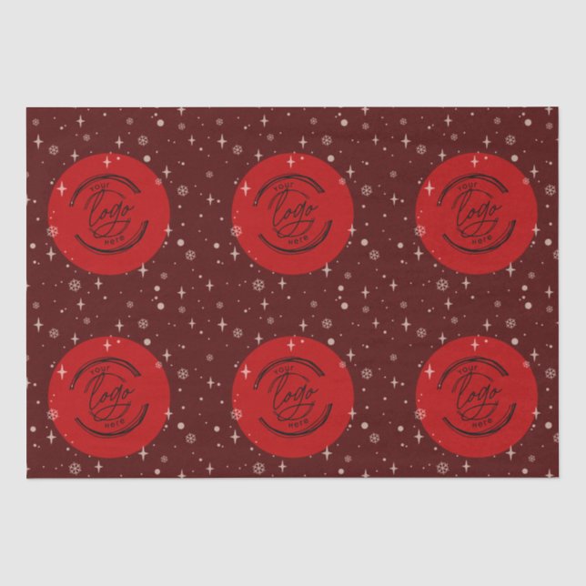 Red Merry Christmas Business Logo Snowflake Seidenpapier (Vorderseite)