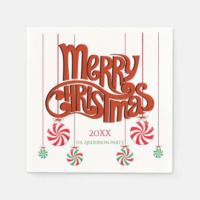 Red Merry Christmas Calligraphy Serviette (Vorderseite)