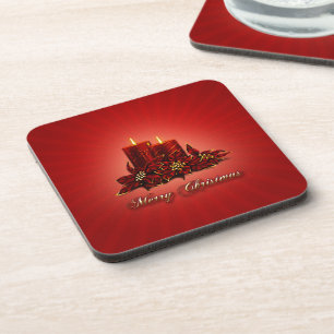 Red Merry Christmas Candle Untersetzer