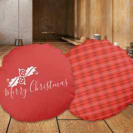 Red Merry Christmas Design Rundes Kissen
