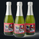 Red Merry Christmas Family Foto<br><div class="desc">Rotwein, weihnachtliche Flaschenweinetiketten mit wechselnden Fotos und Texten - Sie können Ihren Familiennamen hinzufügen und Fotos ändern, auf rotem Hintergrund gedruckt</div>