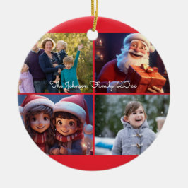 Red Merry Christmas Foto Family Keramik Ornament