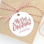 Red Merry Christmas Geschenk Tag Geschenkanhänger<br><div class="desc">Für ein trendiges und minimalistisches Erscheinungsbild,  das sich ideal für Ihre Weihnachtsgeschenke eignet,  können Sie diese eleganten und subtilen Red Ferien-Geschenketiketten mit trendigem Rot-Schriftzeichen auskosten</div>