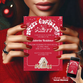 Red Merry Christmas Graffiti Party Einladung