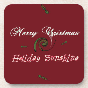Red Merry Christmas Holiday Sunshine Wishings.png Getränkeuntersetzer