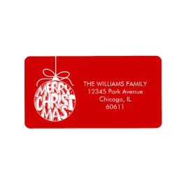 Red Merry Christmas Ornament Holiday Adresse Adressaufkleber