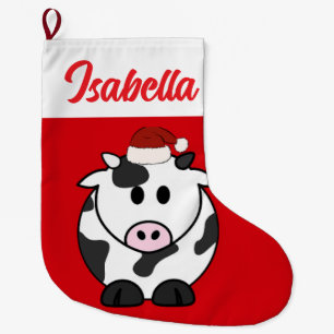 Red Merry Christmas OX Kuh Haustier Weihnachtsmann Großer Weihnachtsstrumpf