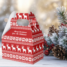 Red Merry Christmas Reindeer Snowflake Party