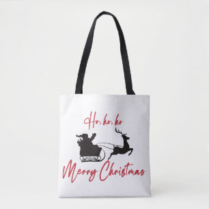 Red Merry Christmas Santa Sleigh und Reindeer Tasche