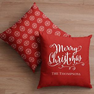Red Merry Christmas Script Personalisiert Kissen