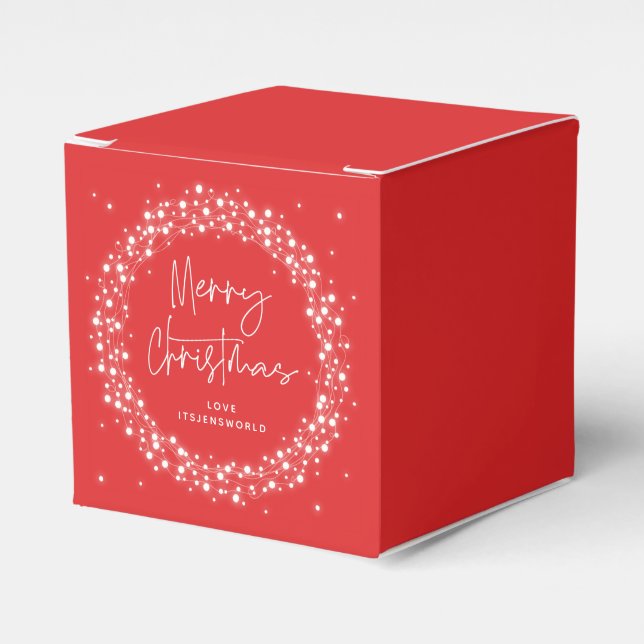 Red Merry Christmas Sparkling Lights Geschenkschachtel (Vorderseite)
