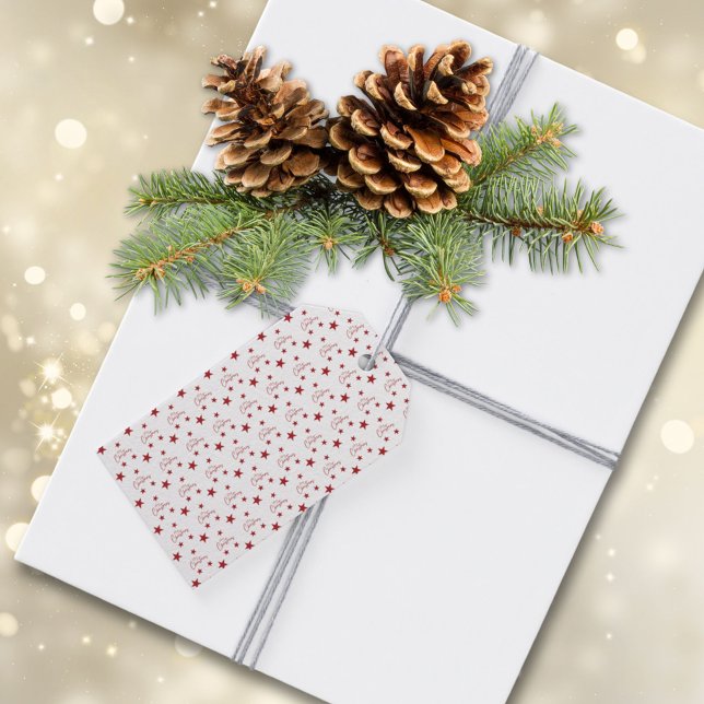 Red Merry Christmas Stars Geschenkanhänger (Von Creator hochgeladen)