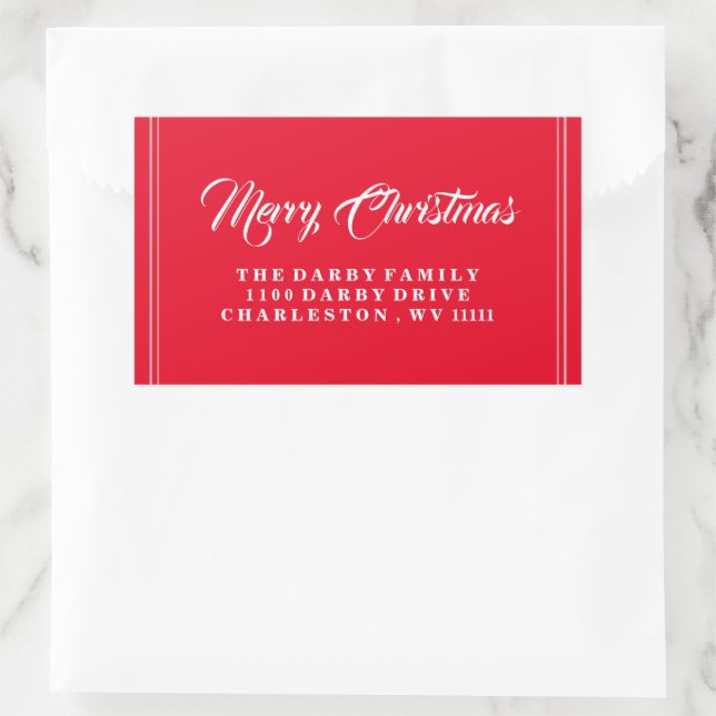 Red Merry Christmas Sticker (Tasche)