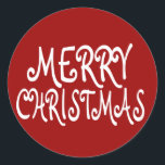 Red Merry Christmas Stickers<br><div class="desc">Fügen Sie eine besondere Touch zu Ihren Arrangements in dieser Urlaubssaison mit diesen roten Weihnachtsaufklebern hinzu. Wählen Sie die Schaltfläche "Anpassen",  um Text und mehr zu personalisieren!</div>