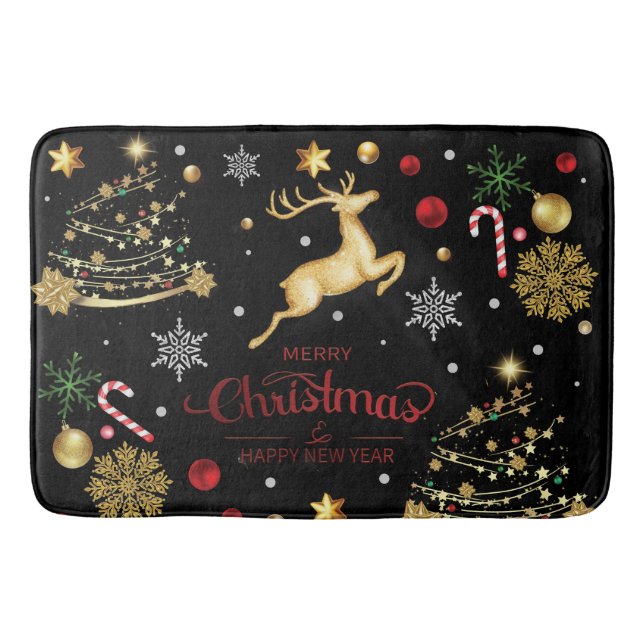 Red Merry Christmas Tree Badematte (Vorderseite)