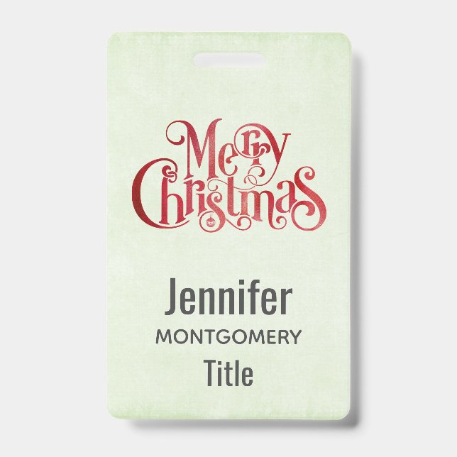 Red Merry Christmas Typografy Festive Schriftart Ausweis (Front)