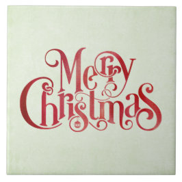 Red Merry Christmas Typografy Festive Schriftart Fliese