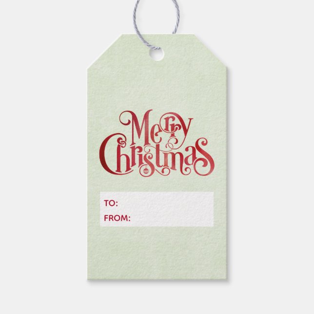 Red Merry Christmas Typografy Festive Schriftart Geschenkanhänger (Vorderseite)