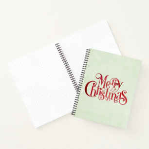 Red Merry Christmas Typografy Festive Schriftart Notizbuch
