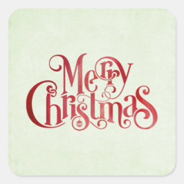 Red Merry Christmas Typografy Festive Schriftart Quadratischer Aufkleber
