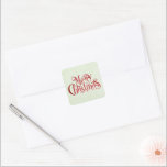 Red Merry Christmas Typografy Festive Schriftart Quadratischer Aufkleber<br><div class="desc">Sticker mit einem extravaganten typografischen Design mit einem festlichen Schriftart in Rot,  der frohe Weihnachten sagt.</div>