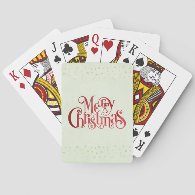 Red Merry Christmas Typografy Festive Schriftart Spielkarten (Rückseite)
