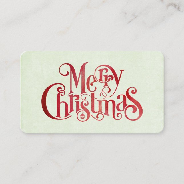 Red Merry Christmas Typografy Festive Schriftart Visitenkarte (Vorderseite)