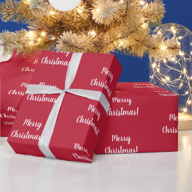 Red Merry Christmas Typografy Geschenkpapier (Feiertage)